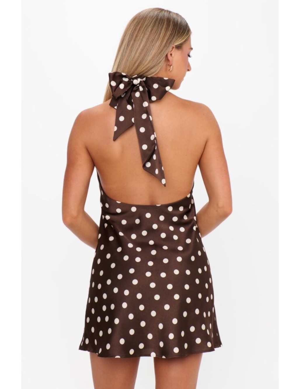 Show Me Your MuMu Brown Polka Dot Halter Mini Dress - Picture 3 of 5